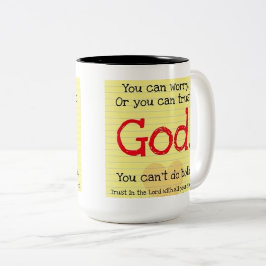 Sorge oder Vertrauen GOTT Tasse (VorderseiteRechts)