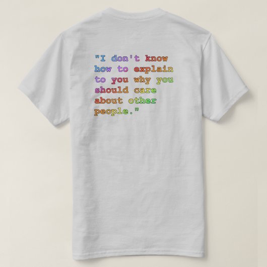 Sorge um andere Menschen im Dunkeln auf dem T - Sh T-Shirt (Design Rückseite)