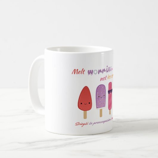 Sorgen machen | Bilingual Popsitivity Kaffeetasse (Vorderseite Links)