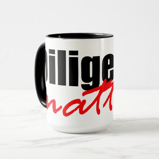 Sorgfalt-Angelegenheiten Tasse (Vorderseite Links)