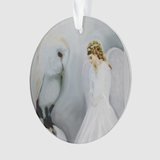 Sorgfalt-Schutzengel und weiße Eule durch Amelia Ornament (Vorderseite)