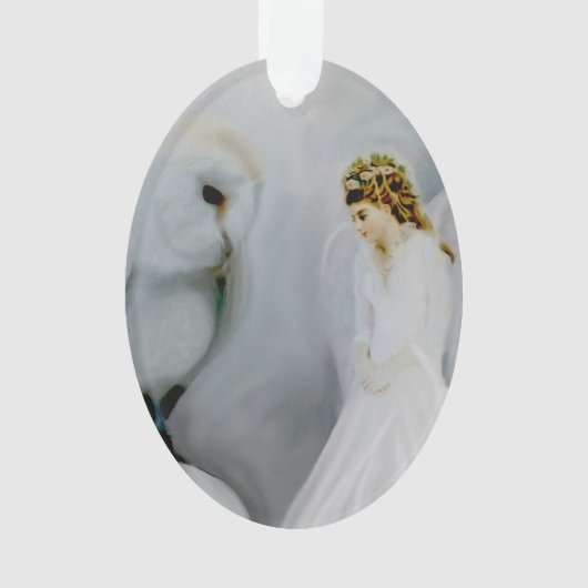 Sorgfalt-Schutzengel und weiße Eule durch Amelia Ornament (Vorderseite)