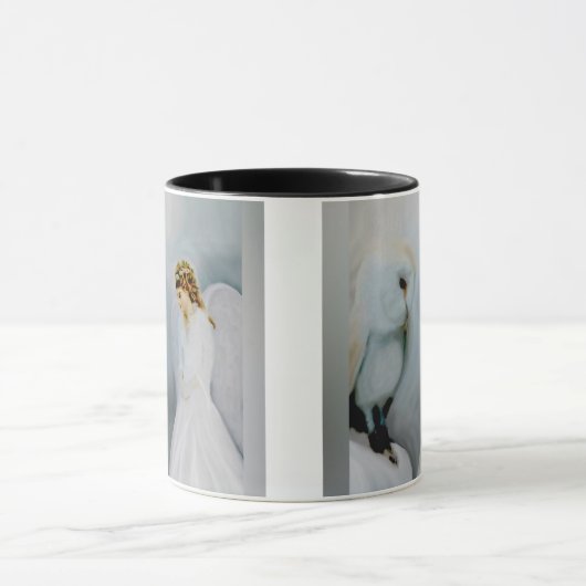 Sorgfalt-Schutzengel und weiße Eule Tasse (Zentrum)