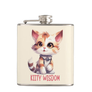 Sorglose Katze Attitude - Spielerisches Felsdesign Flachmann