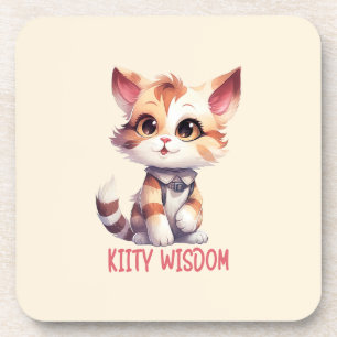 Sorglose Katze Attitude - Spielerisches Felsdesign Getränkeuntersetzer