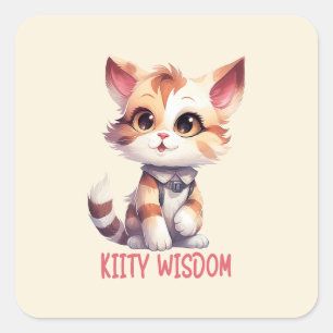 Sorglose Katze Attitude - Spielerisches Felsdesign Quadratischer Aufkleber