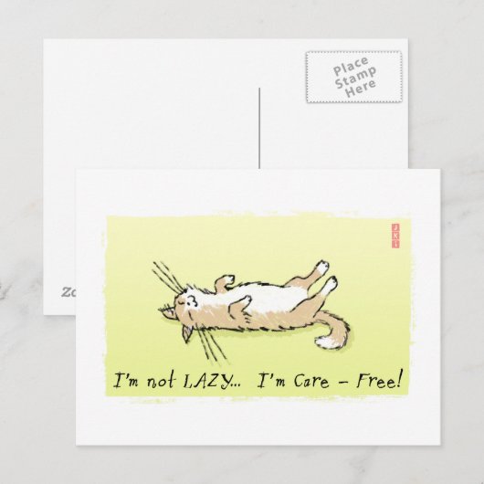 Sorglose Katze Postkarte (Vorne/Hinten)