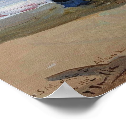 Sorolla - Angelboot Fischer Valencia 1910 Poster (Ecke)