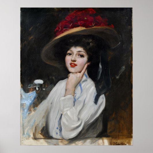 Sorolla - Eine junge Frau in einem Hut Poster (Vorne)