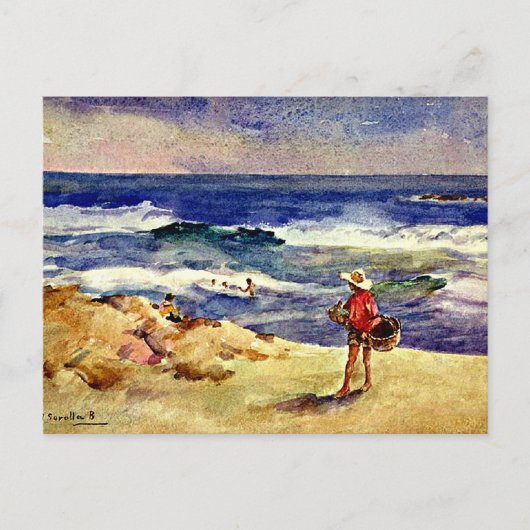 Sorolla - Junge im Sand, feine Kunst Postkarte (Vorderseite)