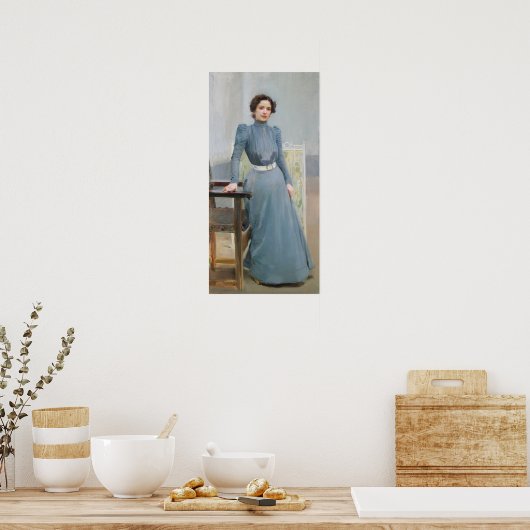 Sorolla - Kleidung in einem grauen Kleid Poster (Küche)