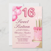 Sorprise Birthday Party 16th Birthday with Numers  Einladung (Vorderseite)