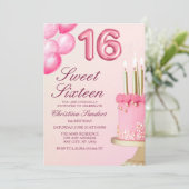 Sorprise Birthday Party 16th Birthday with Numers  Einladung (Stehend Vorderseite)
