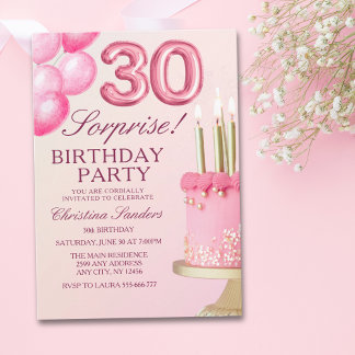 Sorprise Birthday Party 30th Birthday with Numers  Einladung