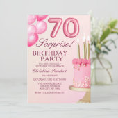 Sorprise Birthday Party 70th Birthday with Numers  Einladung (Stehend Vorderseite)