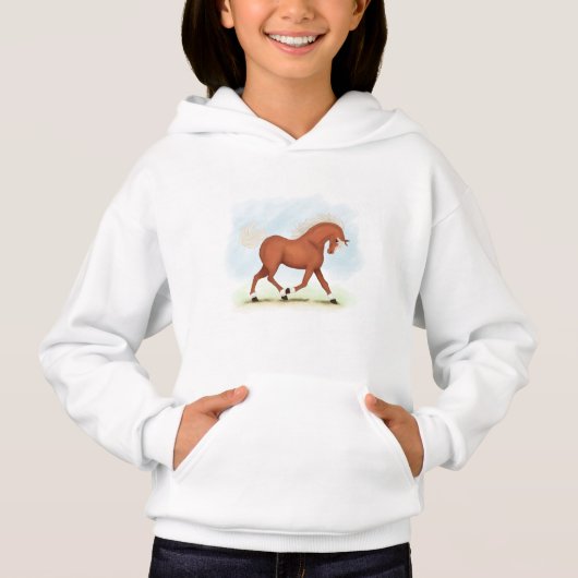 Sorrel Pferd mit Blaze & Socken Reittier Hoodie (Vorderseite)