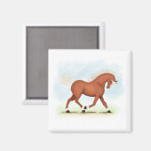 Sorrel Pferd mit Blaze & Socken Reittier Magnet (Vorderseite/Rückseite)