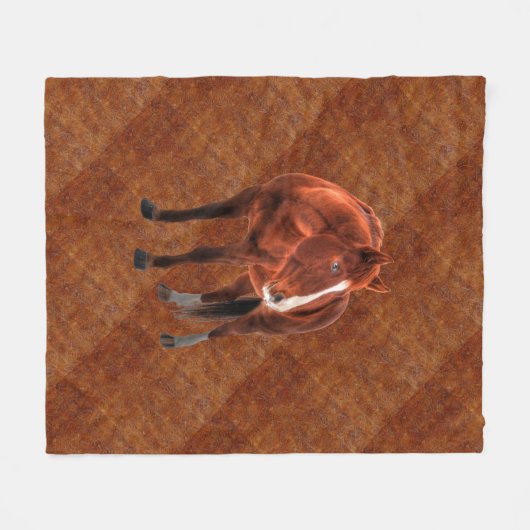 Sorrel Pferde Portrait auf Imitate Toolted Leather Fleecedecke (Vorderseite (Horizontal))