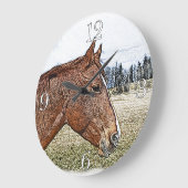 Sorrel Pferde Portrait Equine Art Illustration Große Wanduhr (Winkel)