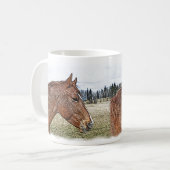 Sorrel Pferde Portrait Equine Art Illustration Kaffeetasse (Vorderseite Links)
