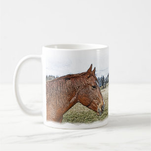 Sorrel Pferde Portrait Equine Art Illustration Kaffeetasse