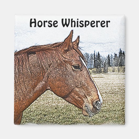 Sorrel Pferde Portrait Equine Art Illustration Magnet (Vorne)