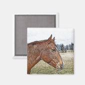 Sorrel Pferde Portrait Equine Art Illustration Magnet (Vorderseite/Rückseite)