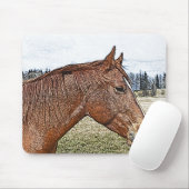 Sorrel Pferde Portrait Equine Art Illustration Mousepad (Mit Mouse)