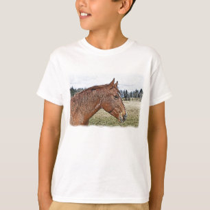 Sorrel Pferde Portrait Equine Art Illustration T-Shirt