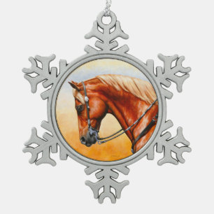 Sorrel Western Pleasure Quarter Horse Schneeflocken Zinn-Ornament