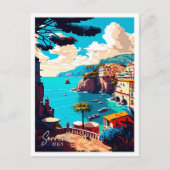 Sorrento Italien Art Vintage Reise Illustration Postkarte (Vorderseite)