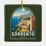 Sorrento Italien Reisen Kunst Vintag Keramikornament<br><div class="desc">Sorrento Retrovektor Vektor-Reise-Design. Auf den Klippen,  die die Stadt von ihren belebten Häfen trennen,  liegt das Hotel,  bekannt für die beeindruckende Aussicht auf das Wasser und die Piazza Tasso,  einen von Cafés gesäumten Platz.</div>