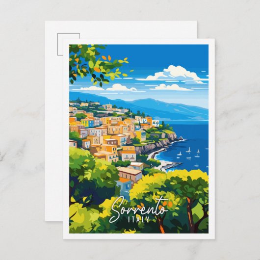 Sorrento Italien Vintage Illustration Postkarte (Vorne/Hinten)