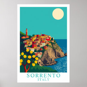 Sorrento Italien Vintage Reise Lemmonen Kunst Poster