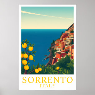 Sorrento Italien Vintage-Zitronen Reise Kunst Poster