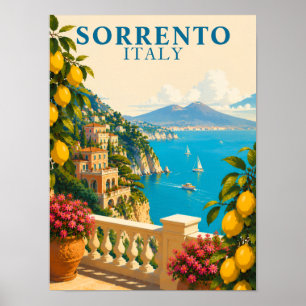 Sorrento Italien Zitronen Vintage Reise Poster