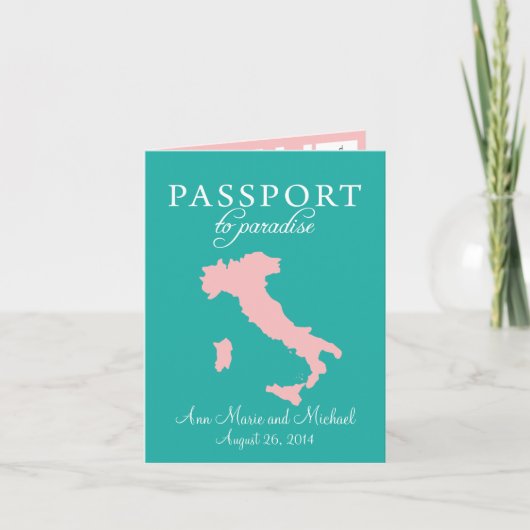 Sorrento Italy Passport Wedding Einladung (Vorderseite)