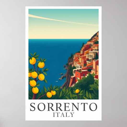 Sorrento Italy Vintage Lemons Travel Art Poster (Vorne)