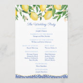 Sorrento Lemons Blue Italian Tiles Wedding Programm (Rückseite)