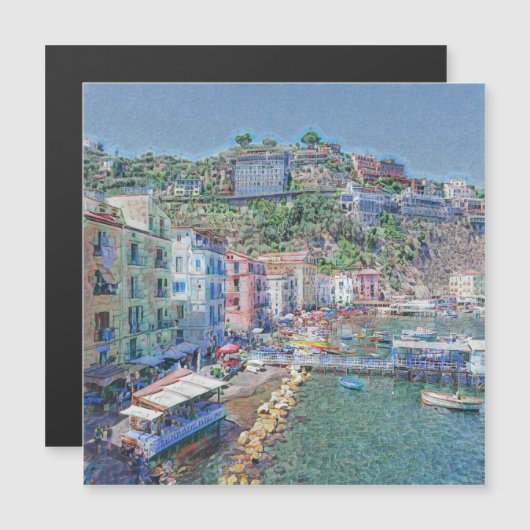 SORRENTO, Marina Grande, Kühlschrankmagnet Magnetkarte (Vorne/Hinten)