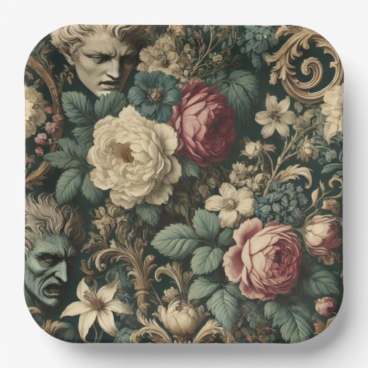 Sorrow in Any Language – Gothic Victorian Floral  Pappteller (Vorderseite)