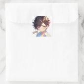 Sorry Anime Boy Sad Quadratischer Aufkleber (Tasche)