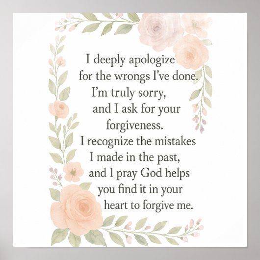 Sorry/Apology\ Forgiveness Floral Poster (Vorne)