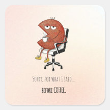 Sorry Before Coffee Retro Cartoon Laptop Aufkleber