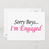 Sorry Boys Im Verlobt Ankündigungspostkarte (Vorne/Hinten)