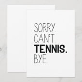 Sorry Can't Tennis Bye Dankeskarte (Vorne/Hinten)