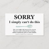 Sorry Card mit Spoon for Spoonies Visitenkarte (Vorderseite)