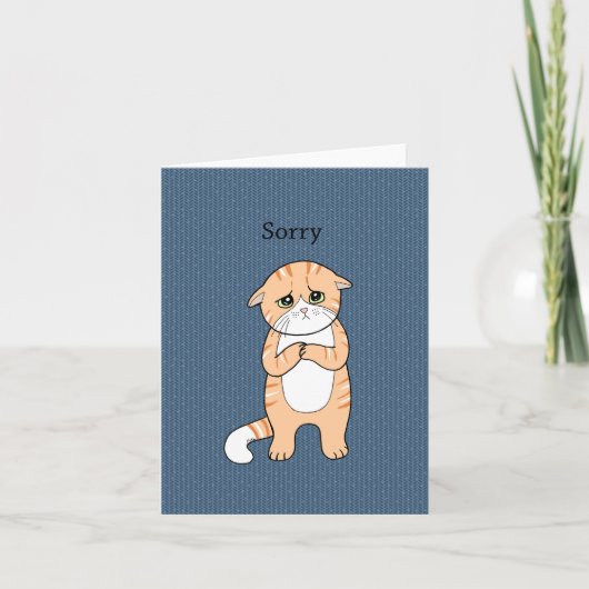 Sorry Cat Niedlich Sad Orange Tabby Cat Apology Karte (Vorderseite)