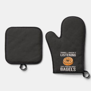 Sorry, dass ich über Bagels jüdischen Hanukkah nac Ofenhandschuh & Topflappen-Set