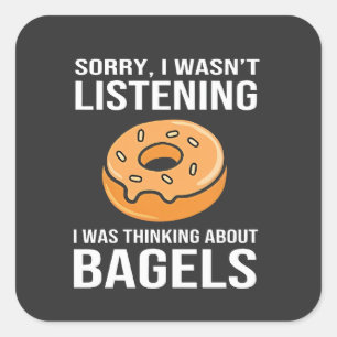 Sorry, dass ich über Bagels jüdischen Hanukkah nac Quadratischer Aufkleber